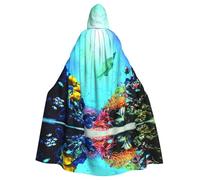 Pidgazdfgv Mantello con cappuccio unisex per adulti con gruppi di pesci, per cosplay, 147,3 cm, per Halloween, Natale, feste in maschera