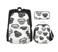 Pidgazdfgv Merican Dog Head Zaino per bambini ragazzi ragazze Lunch Box scuola Bookbag Set Studente secondario Studente universitario Regalo