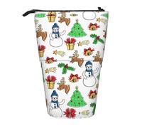 Pidgazdfgv Merry Christmas Happy (2) Astuccio portamatite portatile scuola ufficio bambini studenti adulti ragazze ragazzi regalo trucco