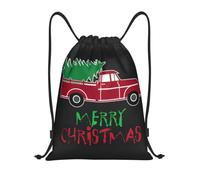 Pidgazdfgv Merry Christmas Red Car Drawstring Zaino Sport Palestra Sackpack Mesh Tasche Water Resistant String Bag Donne Uomini, Nero , M, Classico