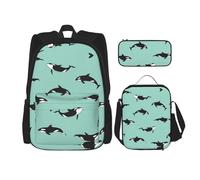 Pidgazdfgv Pacific Ocean Whale Zaino per bambini Ragazzi Ragazze Lunch Box Scuola Bookbag Set Secondaria Studente College Regalo