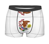 Pidgazdfgv Regalo di San Valentino Per Lui Illinois State Flag Mens Boxer Intimo Romantico Uomo Boxer Slip Comfort Morbido, Nero , M