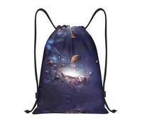 Pidgazdfgv The Solar System Zaino con coulisse Sport Palestra Sackpack Tasche in rete Resistente all'acqua Borsa a corda Donne Uomini, Nero , M, Classico