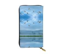 Pidgazdfgv Uccelli che volano via sopra il cielo donne RFID blocco portafoglio in pelle zip telefono frizione grande capacità signora borsa da viaggio regali