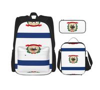 Pidgazdfgv West Virginia - Zaino con bandiera dello Stato della Virginia Occidentale, per bambini, ragazzi, ragazze, portapranzo, scuola, set regalo per studenti universitari