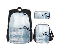 Pidgazdfgv Zainetto natalizio con pupazzo di neve felice per bambini ragazzi ragazze portapranzo scuola Bookbag Set secondario studente universitario regalo