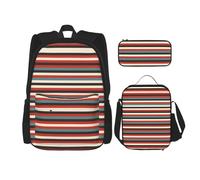 Pidgazdfgv Zaino a righe alla moda per bambini, ragazzi, ragazze, portapranzo, scuola, libri, set regalo per studenti universitari