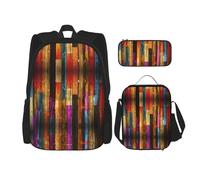 Pidgazdfgv Zaino colorato in legno dipinto per bambini ragazzi ragazze Lunch Box scuola Bookbag Set secondario studente universitario regalo