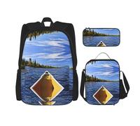 Pidgazdfgv Zaino con canoa sul lago per bambini, ragazzi e ragazze, borsa per il pranzo per la scuola, idea regalo per studenti universitari