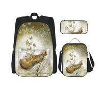 Pidgazdfgv Zaino con farfalla e violoncello per bambini, ragazzi e ragazze, set per libri scolastici e studenti universitari