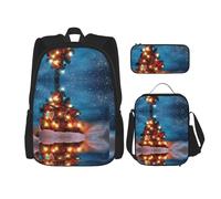 Pidgazdfgv Zaino con immagine di albero di Natale, per bambini, ragazzi, ragazze, portapranzo, scuola, libri, set regalo per studenti universitari