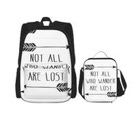 Pidgazdfgv Zaino con scritta in inglese "Not All Who Wander are Lost" per bambini, ragazzi e ragazze, set per libri scolastici, studenti universitari, idea regalo