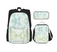 Pidgazdfgv Zaino verde mare blu alghe bambino ragazzi ragazze Lunch box scuola bookbag set secondario studente universitario regalo