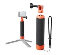 Pidynx Impugnatura galleggiante per Insta360/DJI/GoPro, design galleggiante, doppio supporto (artiglio e vite da 1/4"), cinturino da polso regolabile, arancione brillante, impugnatura antiscivolo in