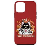 Pie and Paws Happy Thanksgiving Sweet Dog Husky Design Custodia per iPhone 12 mini