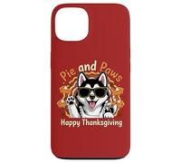 Pie and Paws Happy Thanksgiving Sweet Dog Husky Design Custodia per iPhone 13