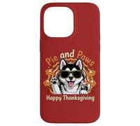 Pie and Paws Happy Thanksgiving Sweet Dog Husky Design Custodia per iPhone 14 Pro Max