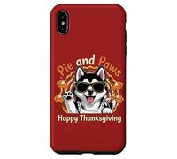 Pie and Paws Happy Thanksgiving Sweet Dog Husky Design Custodia per iPhone XS Max