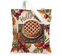 Pie Canvas Tote Bag per le donne, autunno rustico mele cannella autunno rosso lavabile riutilizzabile estetica Tote Bag Idee per viaggi W, Rosso, 13x15 Inch