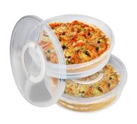 Pie Carrier 2ps Contenitore di stoccaggio Pizza da 12 '' Contenitore per Pizza Riutilizzabile con Vettore Pie con Coperchio ＆ Contenitore per Biscotti Trasparente Contenitore per Alimenti Rotondi per