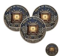 Pièce commémorative du 100e anniversaire de la naissance de la télévision (1926-2026) - Objet de collection pour le centenaire de l'histoire de la radiodiffusion (3pcs)