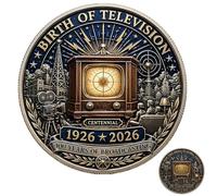 Pièce commémorative du 100e anniversaire de la naissance de la télévision (1926-2026) - Objet de collection pour le centenaire de l'histoire de la radiodiffusion (1pc)