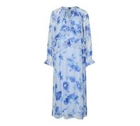 Pieces - Vestito lungo a maniche lunghe blu pallido a fiori con volant-Giallo XS