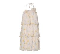 Pieces - Vestito corto a balze rosa pallido a fiori con volant e decorazione a forma di fiore M