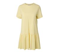 Pieces - Vestito corto a maniche corte giallo pallido con vita scesa L