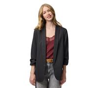 Pieces - Blazer sartoriale grigio gessato con maniche arricciate S