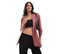 Pieces - Blazer color spezia con maniche arricciate-Rosso L