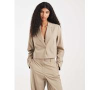 Pieces - Blazer corto sartoriale beige in coordinato-Neutro S