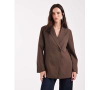 Pieces - Blazer doppiopetto oversize marrone cioccolato M