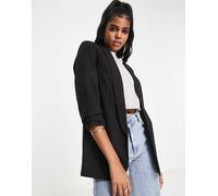 Pieces - Blazer nero con maniche arricciate S