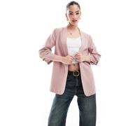 Pieces - Blazer rosa rampicante con maniche arricciate L
