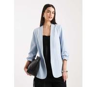 Pieces - Blazer sartoriale azzurro con manica arricciata-Blu XS