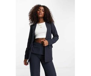 Pieces - Blazer sartoriale blu navy gessato in coordinato L