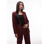 Pieces - Blazer sartoriale bordeaux con motivo gessato in coordinato-Rosso S