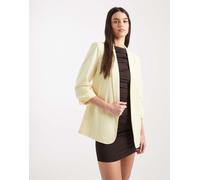 Pieces - Blazer sartoriale giallo pallido con manica arricciata M