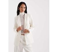 Pieces - Blazer sartoriale oversize color panna gessato in coordinato-Bianco M