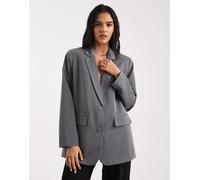 Pieces - Blazer sartoriale oversize grigio scuro mélange S