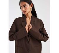 Pieces - Blazer sartoriale oversize marrone cioccolato in coordinato M