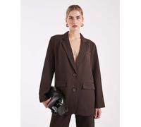 Pieces - Blazer sartoriale oversize marrone cioccolato in coordinato M