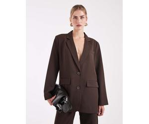 Pieces - Blazer sartoriale oversize marrone cioccolato in coordinato XS
