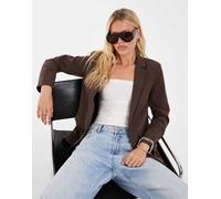 Pieces - Blazer sartoriale oversize marrone cioccolato XS