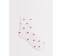 Pieces - Calzini bianchi a cuoricini-Bianco One Size