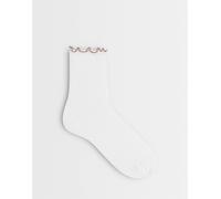 Pieces - Calzini bianchi e beige con volant a contrasto-Multi One Size