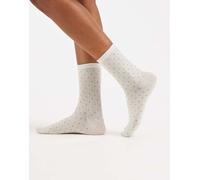 Pieces - Calzini bianchi glitterati con stampa a pois-Bianco One Size