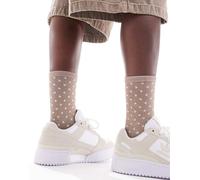 Pieces - Calzini glitterati beige a pois-Neutro One Size