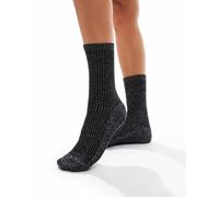 Pieces - Calzini neri glitterati a righe-Nero One Size